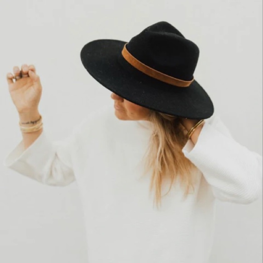Carly Jean Los Angeles Black Hat with Brown Band